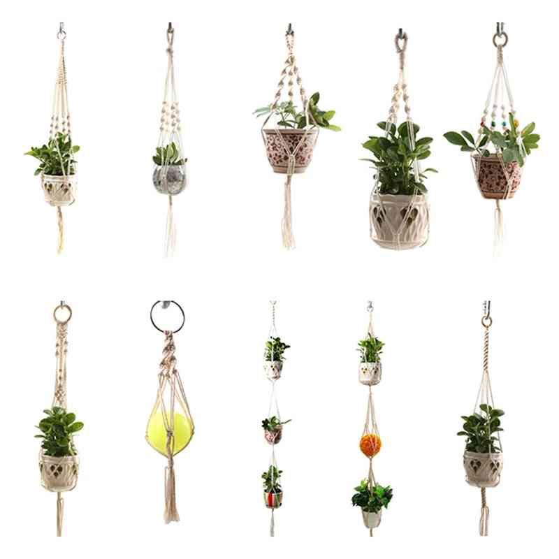 Handgjorda hängare för makramväxter, blomkruka för väggdekoration räkna trädgård