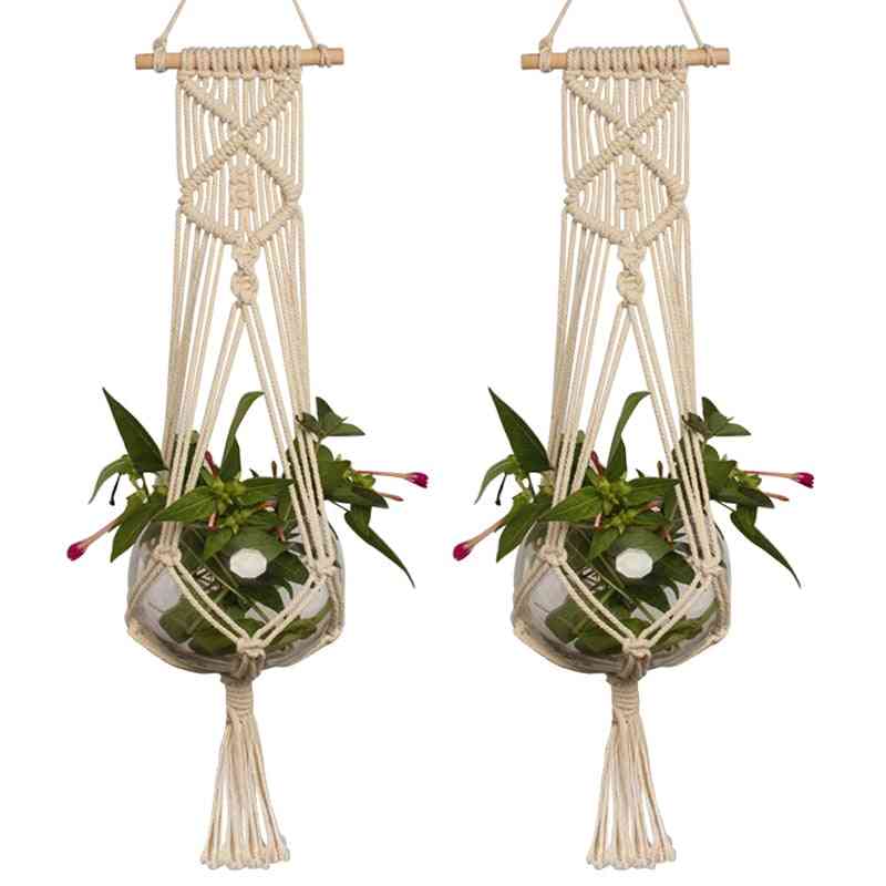 Plant Hanger Basket, Handmade Rope Pots Holder, Fine Hemp Net