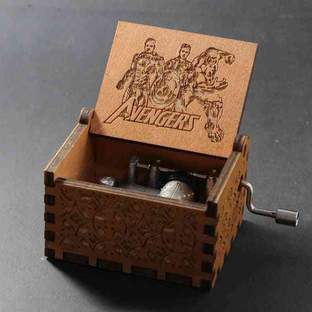 Avengers Engraved Wooden Hand Crank Music Box