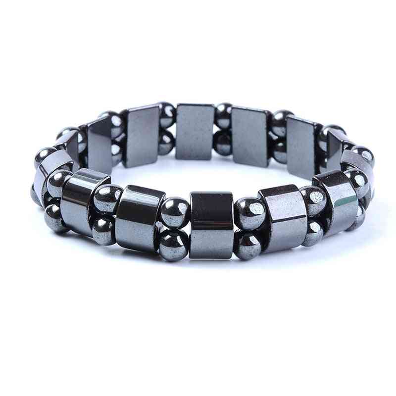 Weight Loss Round Black Stone Magnetic Therapy Bracelet - Health Care Magnetic Stretch Bracelets