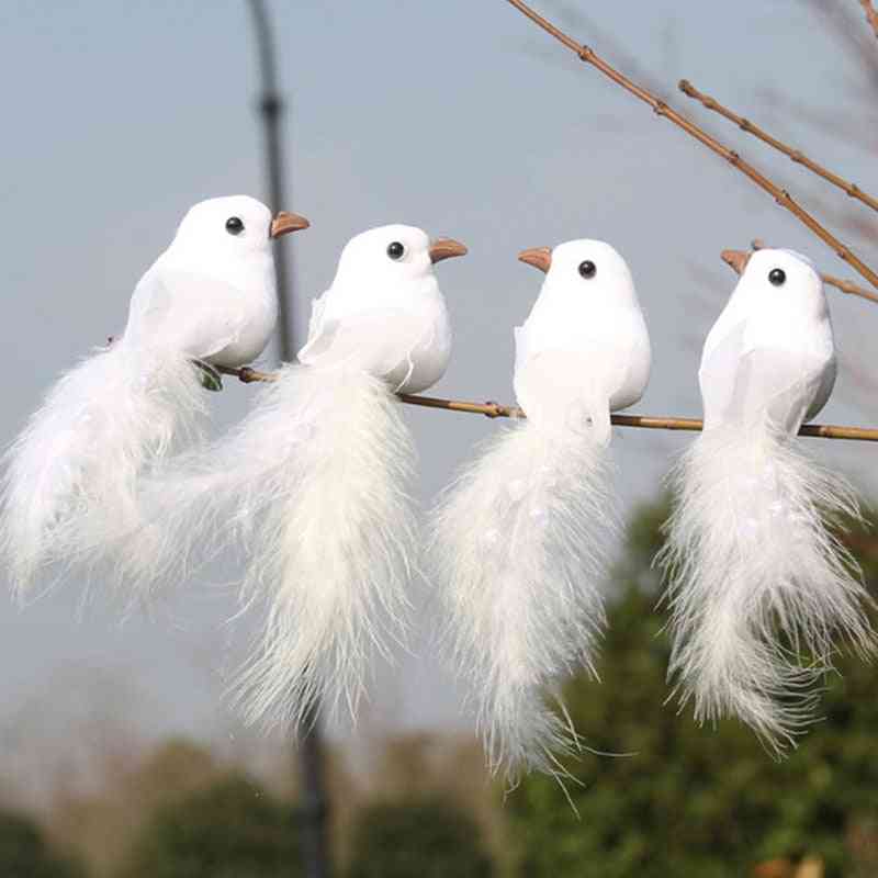 Umělá pěna bílá holubice, peří dekorativní ornament