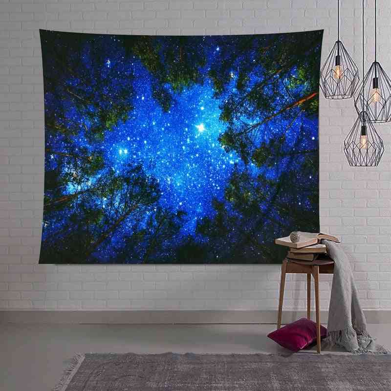 Prekrasna šumska zvjezdasta noćna i noćna nebeska zidna tapiserija