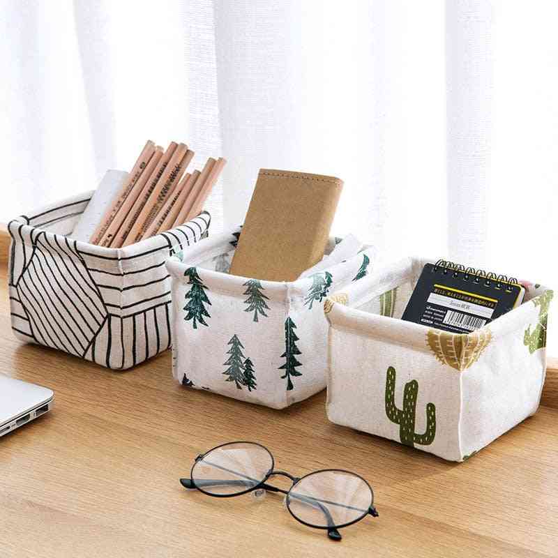 Multifunction Foldable Printed Cosmetics Container Sundries Storage Basket