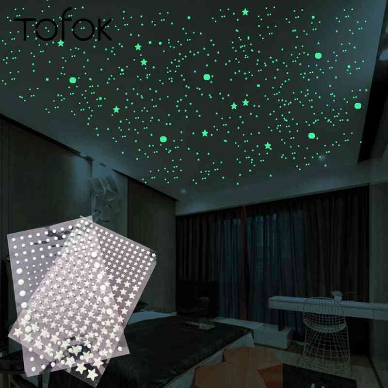 3d Bubble Stars Dots Moon Luminous Wall Sticker - Diy Kids Room Decal Glow In Dark Decal