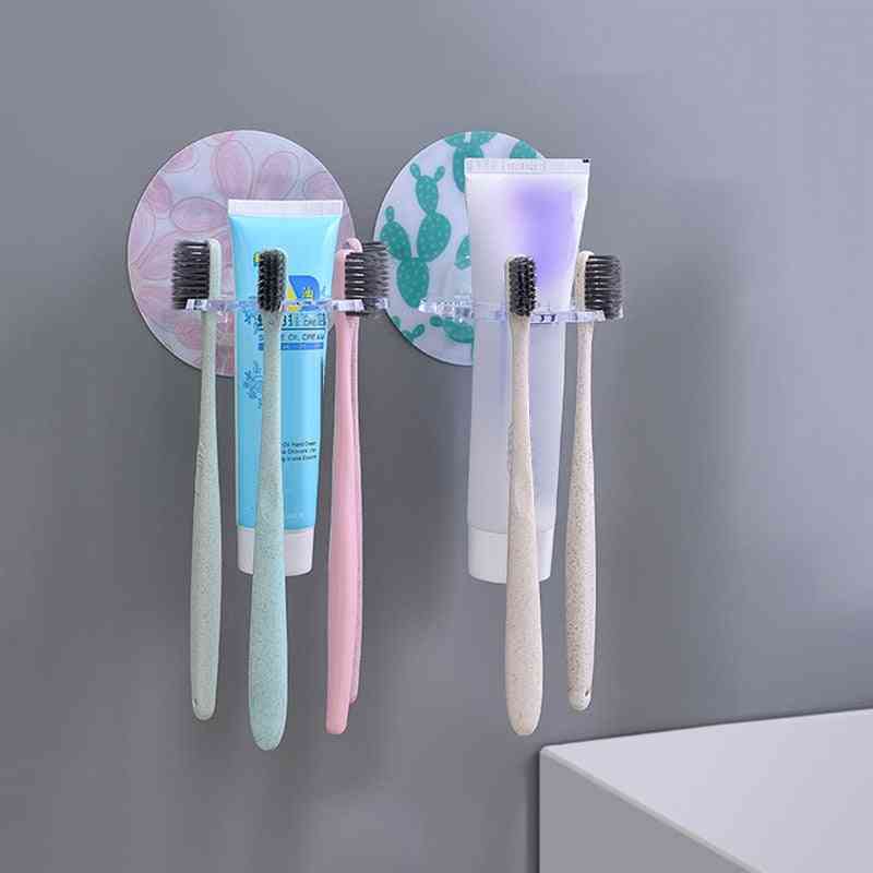 Wall Mounted Toothbrush Toothpaste Hanging Holder Set & Storage Rack