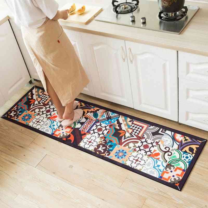 Ethnic Printed Dirt Proof Long Carpet Non-slip Rug Set - Hallway Doormat Bedside Floor Mat