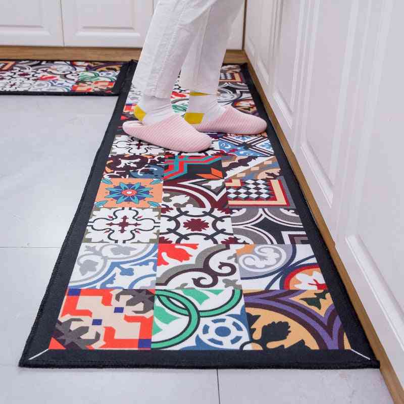 Set tappeto antiscivolo lungo tappeto antiscivolo stampato etnico - tappetino da comodino zerbino per corridoio