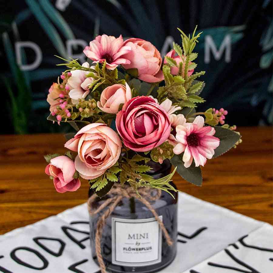 Artificial Silk Flowers -  Fake Tea Rose, Gerbera Daisy For Wedding, Home Decoration