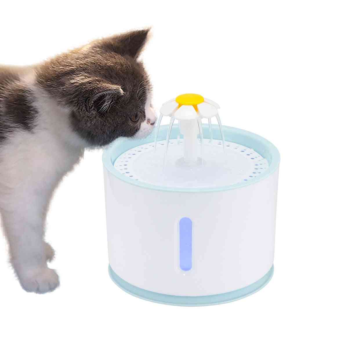 Led Electric Usb Automatic Pet Cat Water Fountain Mute Drinker Feeder Bowl & Dispenser