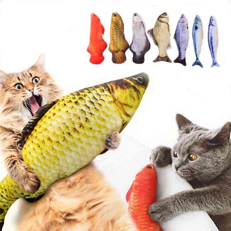 Interactive Soft Plush 3d Fish Catnip Stuffed Pillow Doll, Simulation Playing Fish Toy For Pet