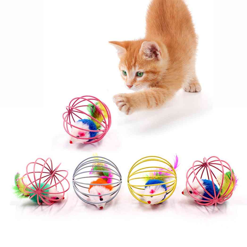 Interactive Artificial Cat Toy Stick - Feather Wand With Small Bell Mouse Cage