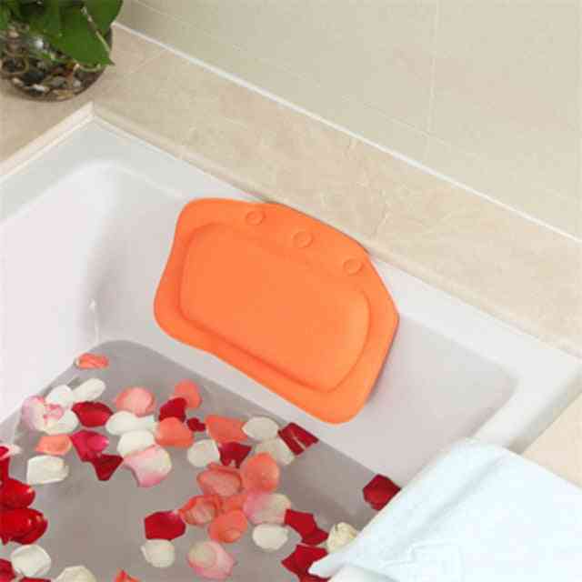 Almohada de baño de spa con ventosa suave para reposacabezas - cojín de pvc para bañera en casa - naranja