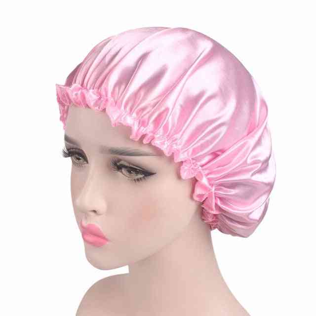 Satin Silk Bonnet Sleep Cap With Elastic Band - Women Sleep Night Headwrap Hair Loss Cover
