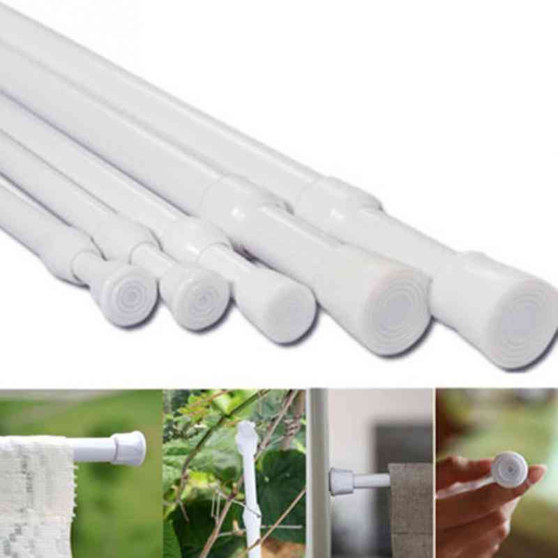 Adjustable Round Shower Wardrobe Curtain Hanging Rods - Voile Extendable Sticks Household Telescopic Pole Loaded Hanger