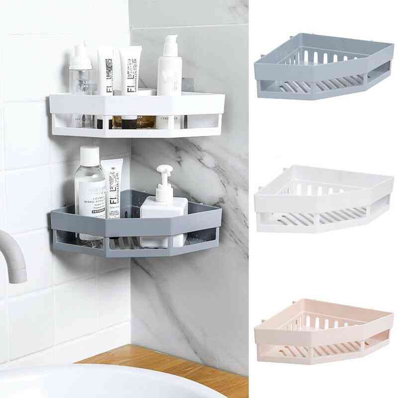 Suction Cup Corner Storage Rack Organizer - Bathroom Shampoo Shower Shelf Kitchen Holder