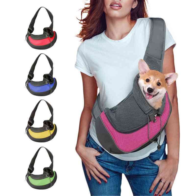 Mesh Oxford Single Comfort Sling - Pet Puppy Shoulder Bag , Carrier S/m For Outdoor & Travel