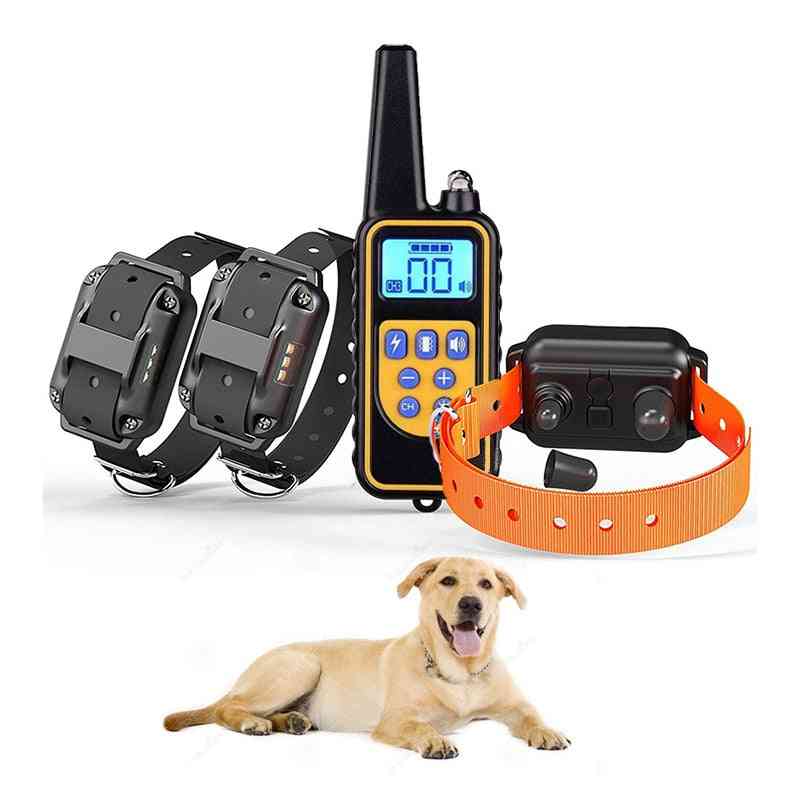 Waterproof Rechargeable Pet Electric Training Collar, With Remote & Lcd Display
