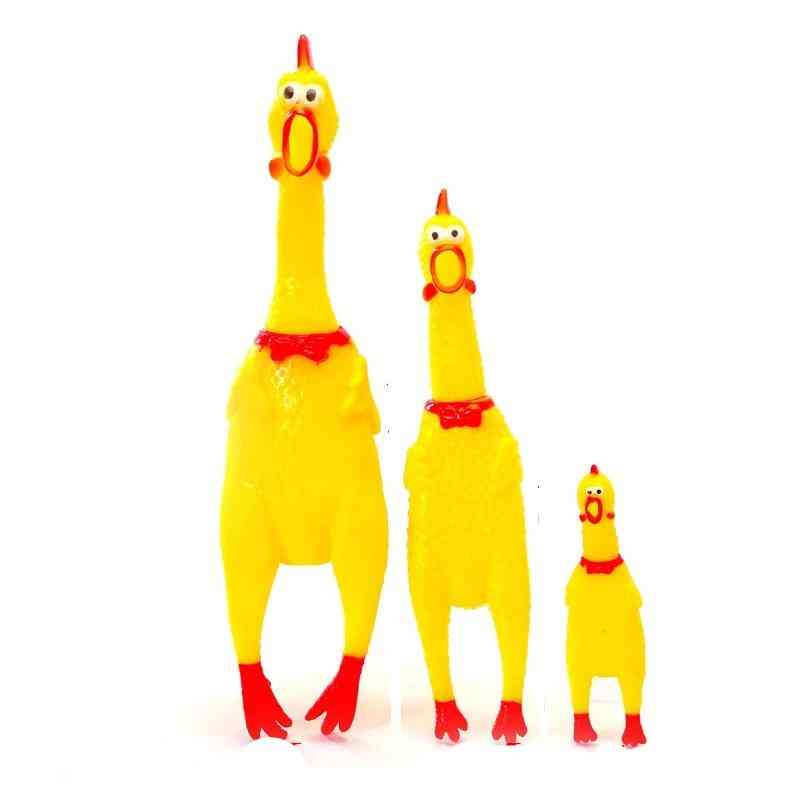 Divertente strizzatina di pollo in gomma di sicurezza urlante con giocattoli sonori striduli per cani
