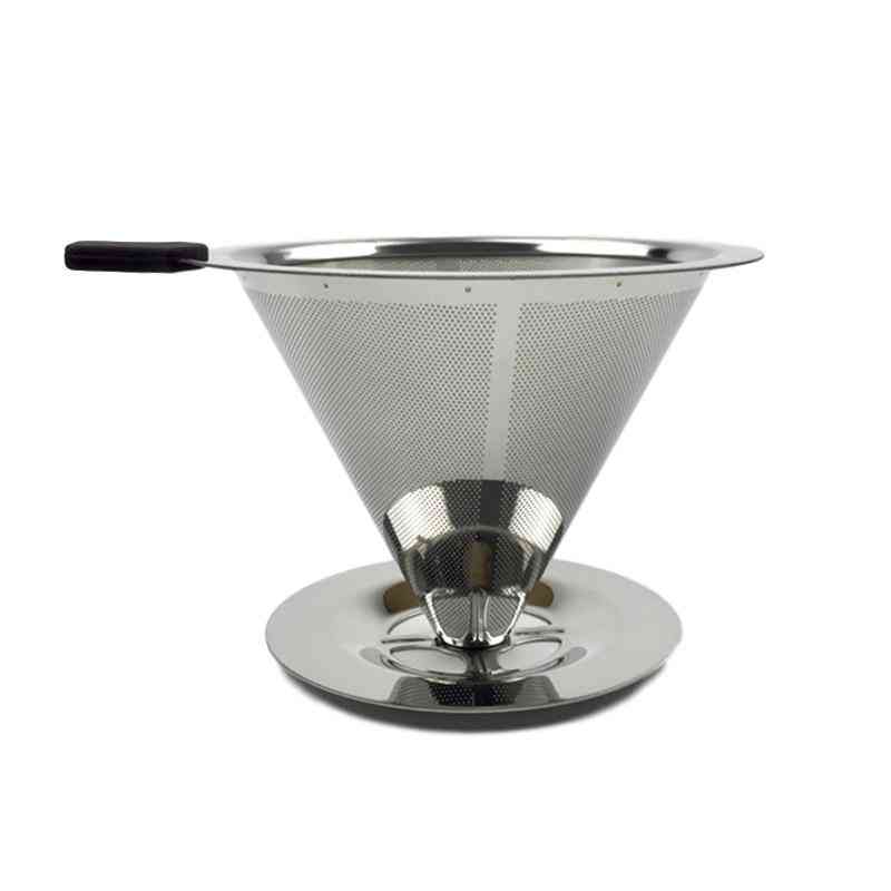 Opakovane použiteľný držiak kávového filtra z nehrdzavejúcej ocele - koše na kvapkanie kávy