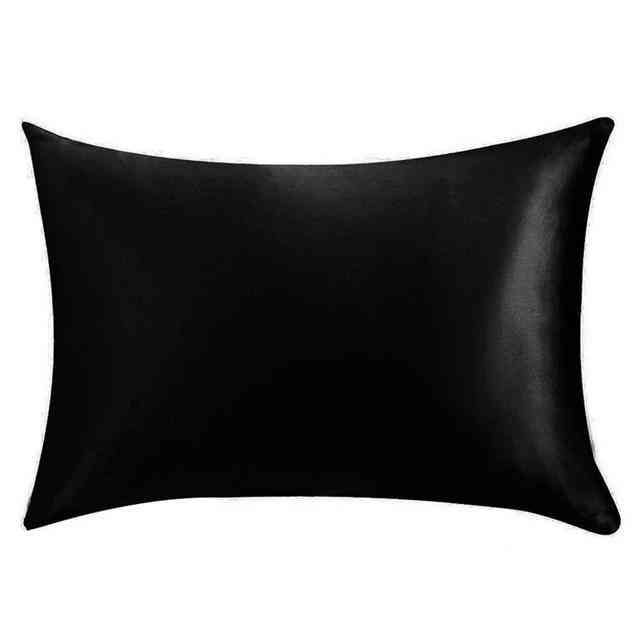 100% standardowa poszewka na poduszkę z satyny jedwabiu królowej - czarny / standardowy 20x26 cali