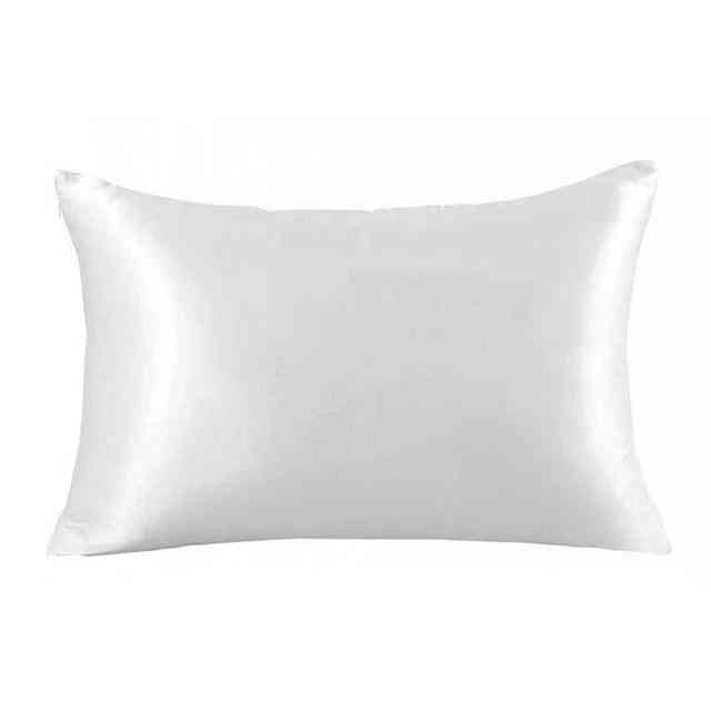 Queen Standard Satin Silk Soft Plain Pillowcase Cover