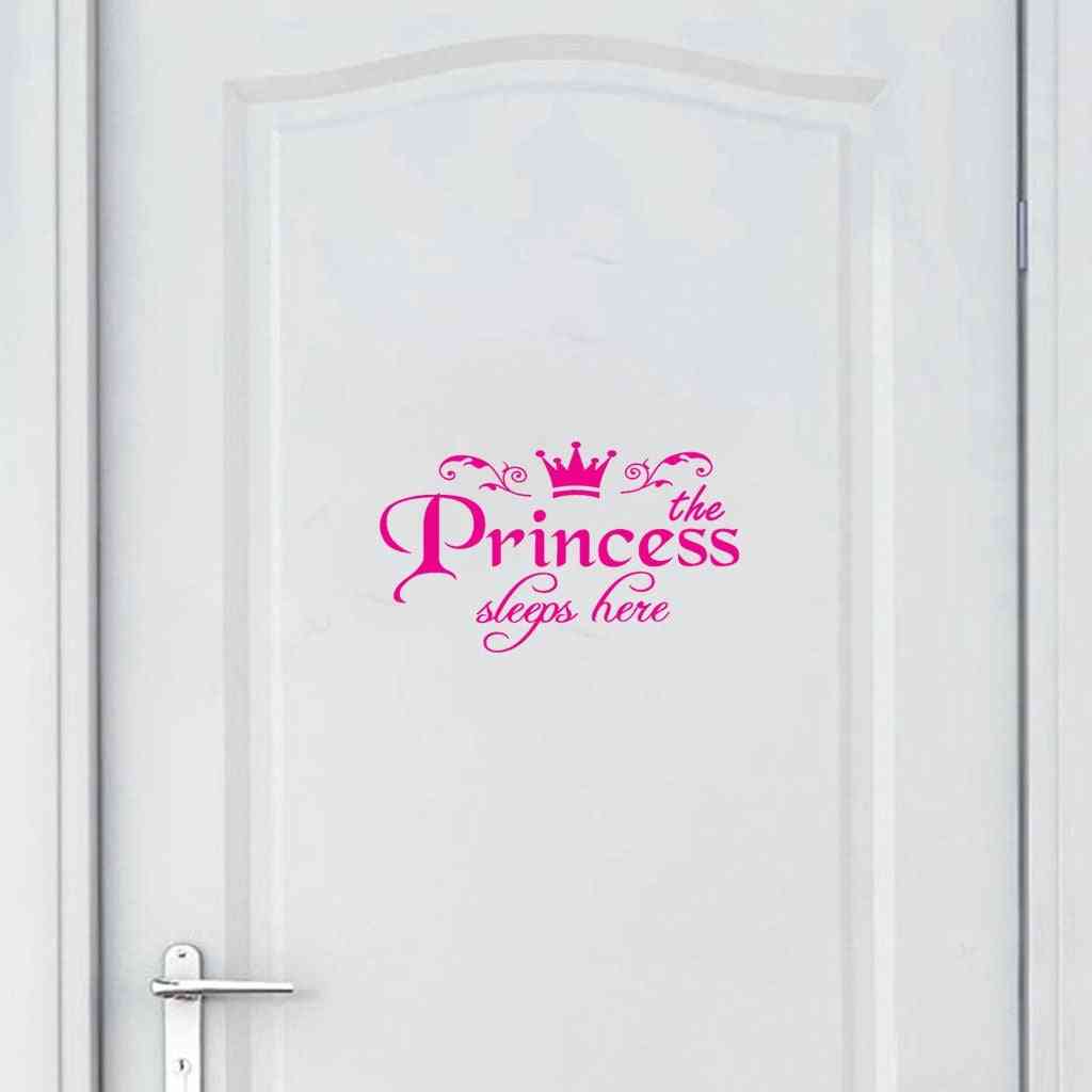 Prinsessan sover här heminredning sovrumsdörr väggdekal - bk