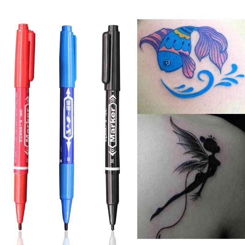 Tattoo Marker Pen Skin Marker - Eyebrow & Body Design Tattoo Pen With Waterproof Ink