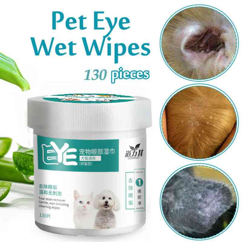 Lemmikkieläimet koirat kissat puhdistavat paperipyyhkeet - silmät märät pyyhkeet - kyynel tahranpoistaja