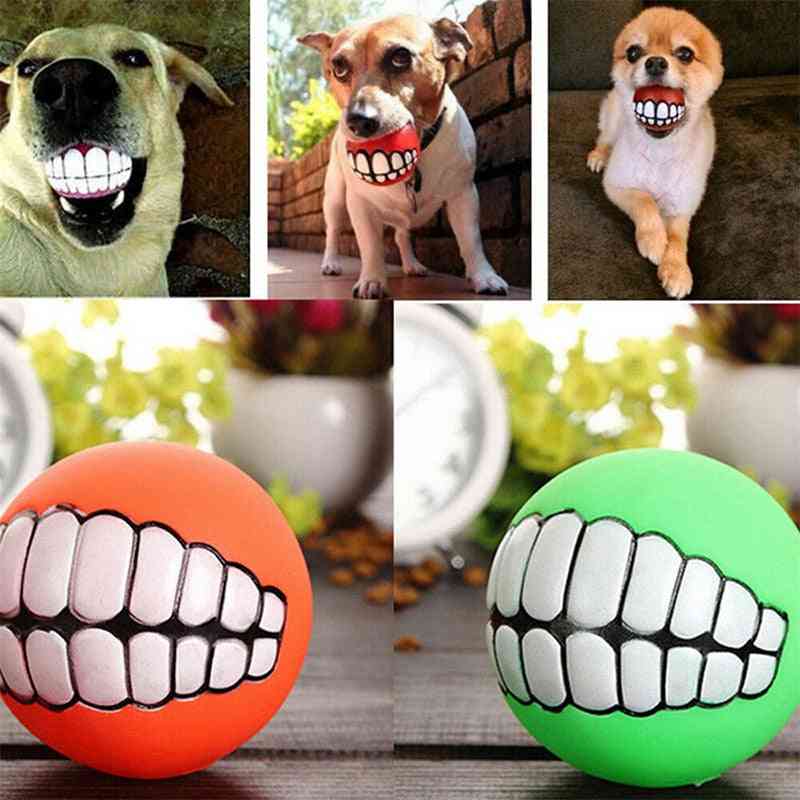 Lustige Haustiere Zähne kauen quietschende Spielzeugkugel für kleine große Hunde, Welpen & Katze - grün / Durchmesser 7,5 cm