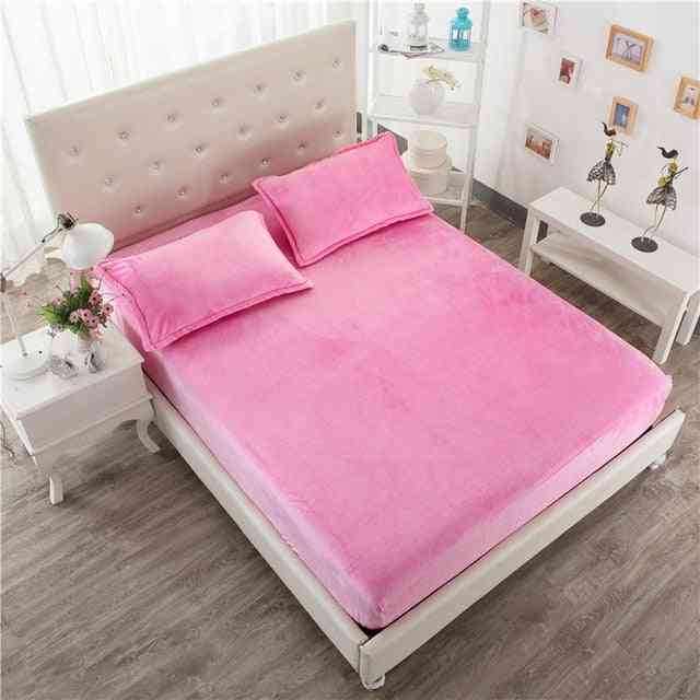 Soft Cozy Thickened Warm Bed Mattress Protective Cover And Pillowcase - Elastic Band Tight Wrap Fitted Bed Sheet For Autumn