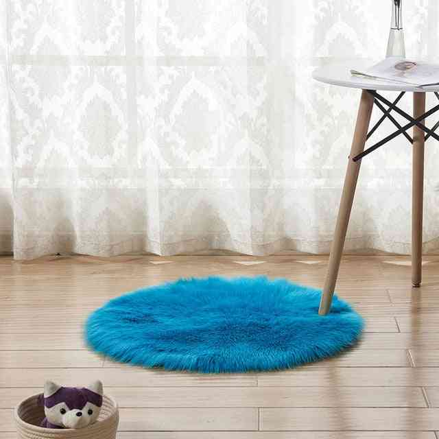 Suave funda de cojín de alfombra de piel de oveja artificial - alfombra de piso de dormitorio