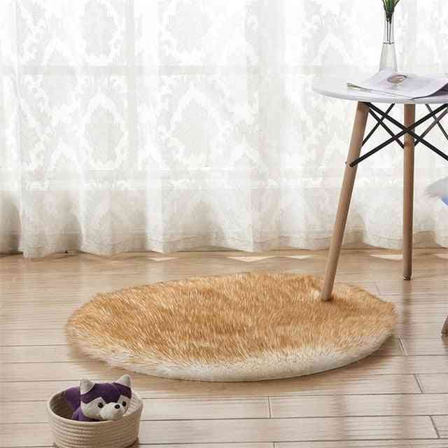 Soft Artificial Sheepskin Carpet Cushion Cover - Bedroom Floor Mat