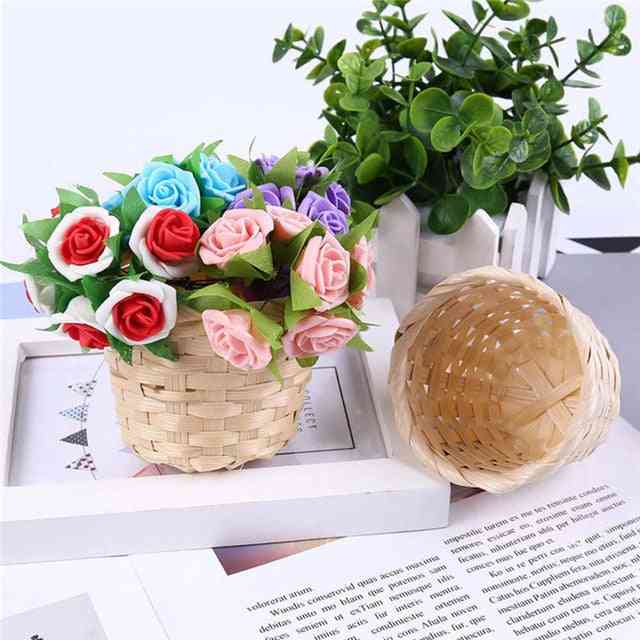 Handwoven Mini Plastic Storage, Basket For  Flower