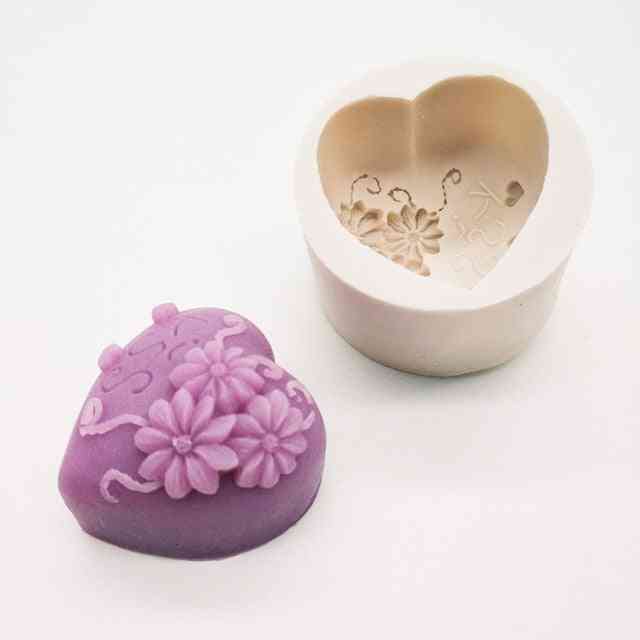 3d Silicone Heart Love Rose Flower Chocolate Soap Mould