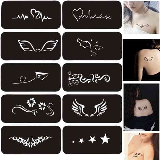 Tattoo Stencils For Painting - Glitter Tattoo For Woman ,girl ,kids Drawing Template- Of Star, Wing,