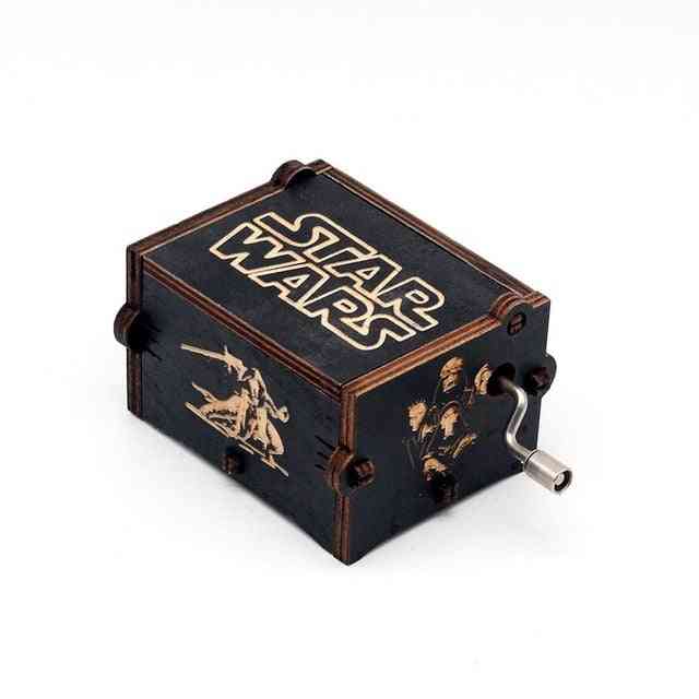 Star Wars Hand Crank Vintage Engraved Wooden Music Box