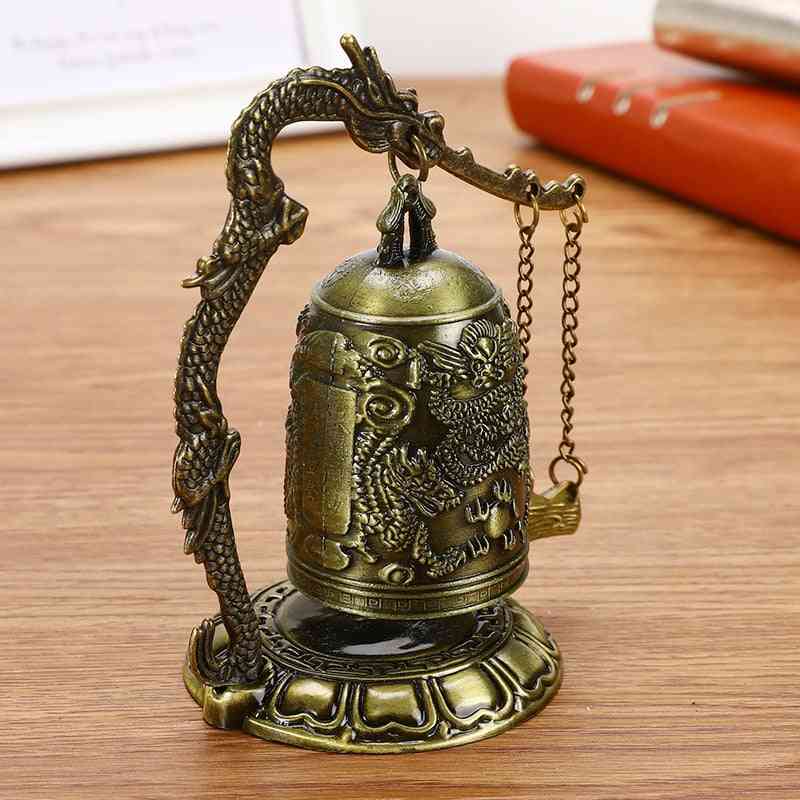 Buddhism Temple Brass Copper Dragon Bell Clock Carved Statue