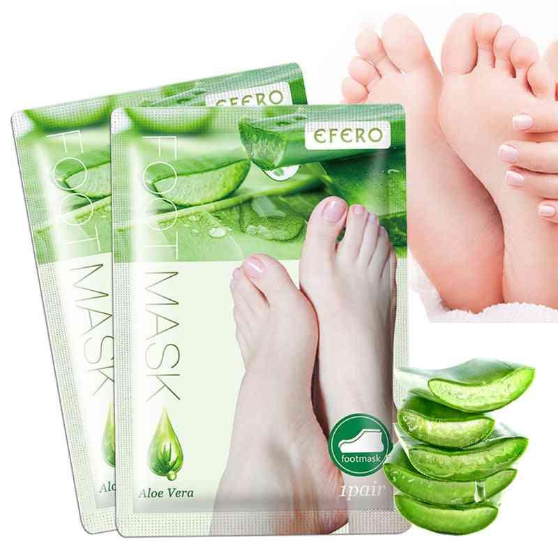 Aloe peeling foot mask for legs feet mask chaussettes exfoliantes pour pédicure anti crack heel remove skin foot patch