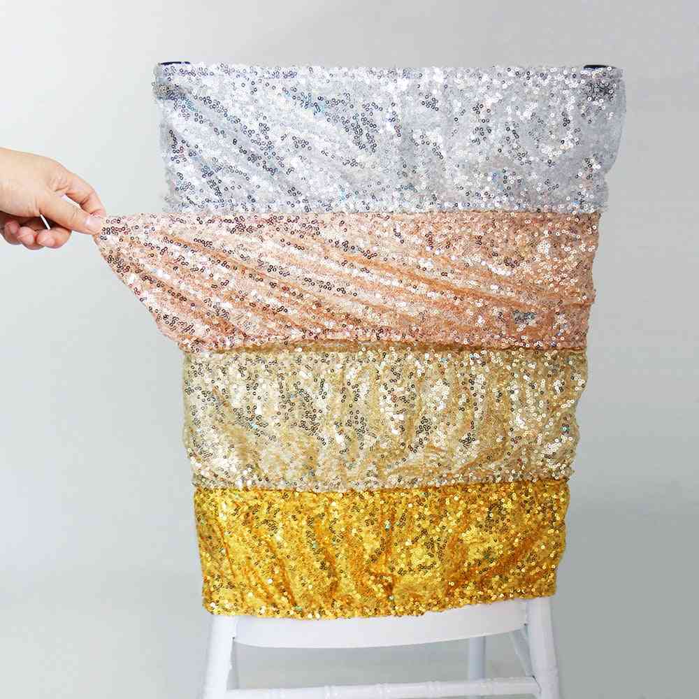 Fashion High Quality Sequin Chair Sashes - Wedding Chair Decoration Stretched Chairs Bow Tie Sashes