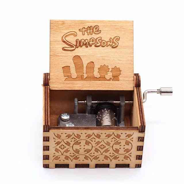 Hand Crank Engraved Wood Musical Box - The Simpsons