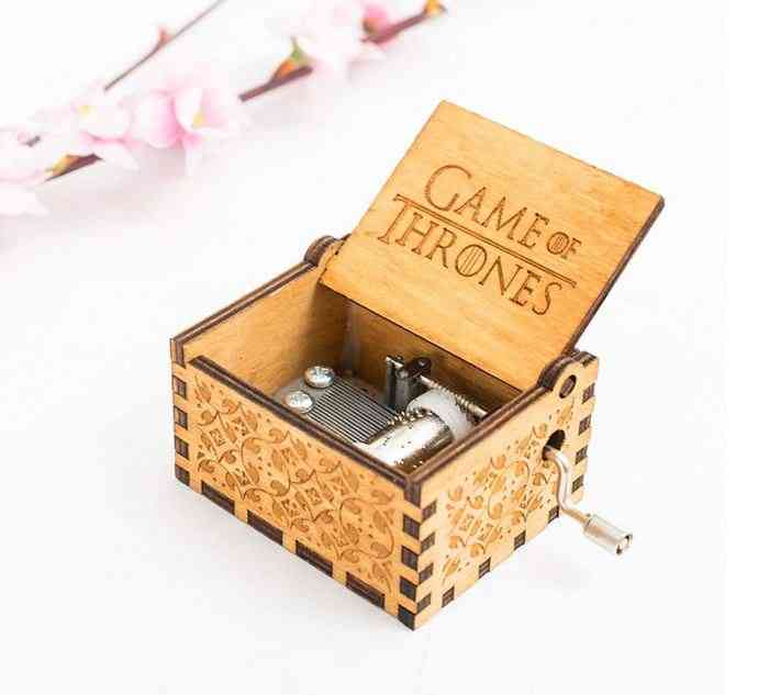 Game Of Thrones Title Track Themed Hand Cranked Collectible Engraved Got Wooden Music Box