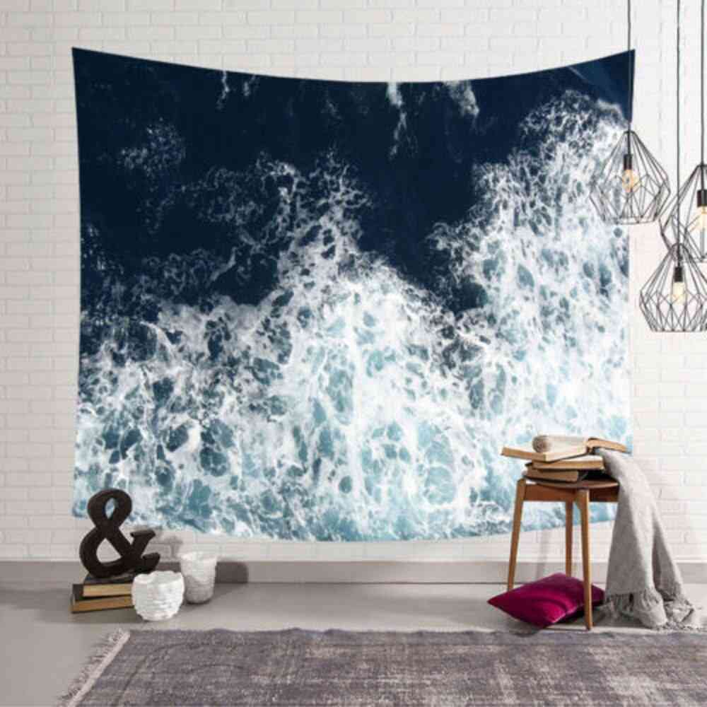 Tapiz de pared colgante de arte de olas de mar - toalla de playa de yoga para decoración del hogar