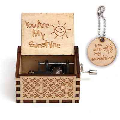 You Are My Sunshine Engraved-antique, Hand Cranked Wooden Music Box