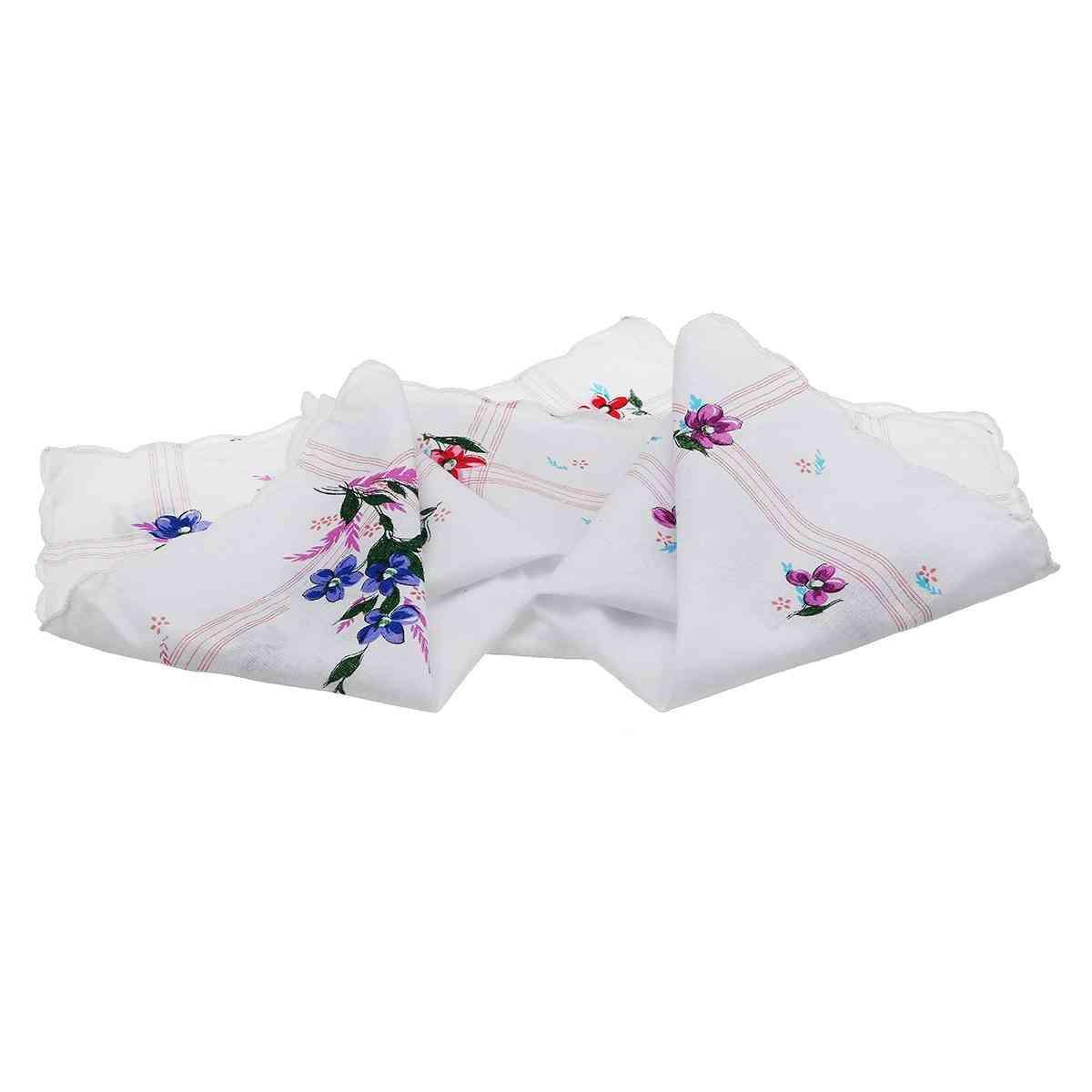 Vintage design katoenen vierkante zakdoek met bloemen - draagbaar servet voor dames