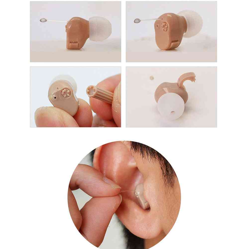 Audífono de tamaño pequeño, amplificador de sonido de ayuda - audífonos micro inalámbricos, audífono para personas mayores para el oído derecho / izquierdo -