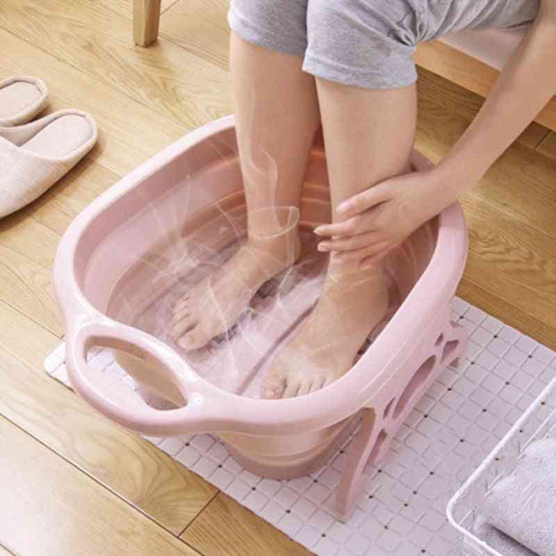 Foot Soaking Folding Bucket, Tub - Foaming Massage Pedicure Basin