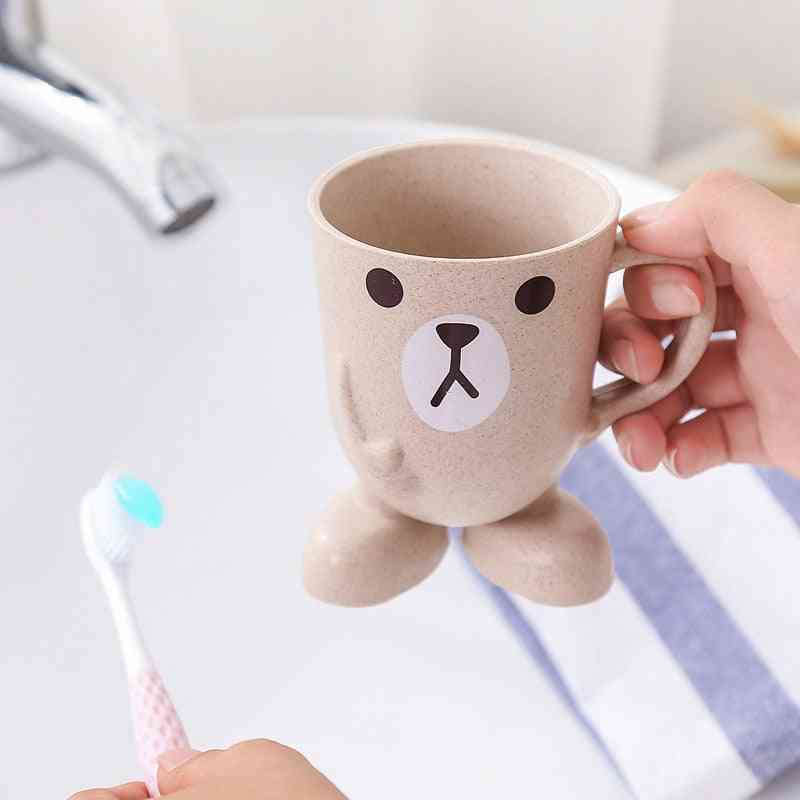 Cartoon Design Bathroom Glass For Mouthwash, Toothbrush - Portable Stand Bath Cup
