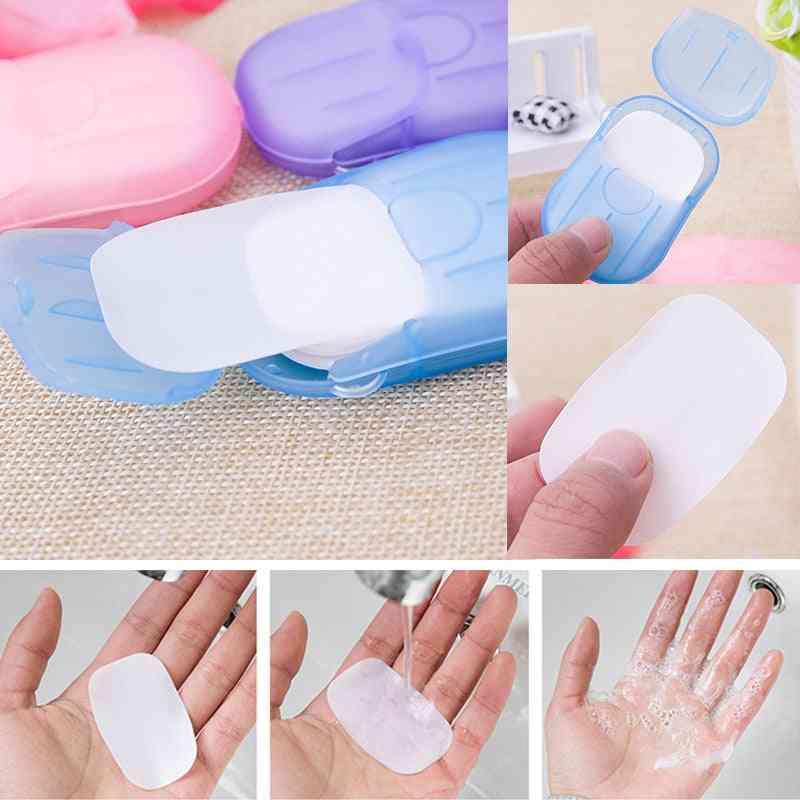 Savon désinfectant lavage des mains bain de main propre savon en boîte jetable portable mini papier savon couleur aléatoire