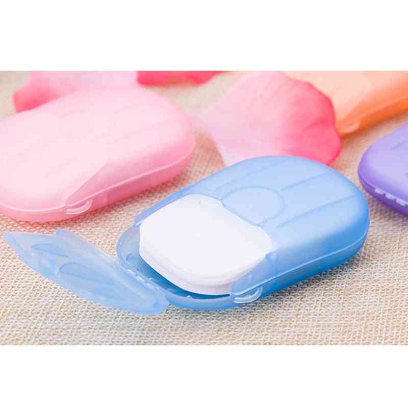 Desinfecterende zeep papier wassen handbad hand schoon wegwerp zeep in doos draagbare mini papieren zeep willekeurige kleur