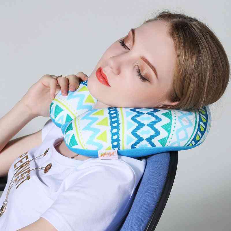 U Shaped Nanoparticles Neck Support Headrest Health Care Cushion - Airplane Flight Foam Particles Pillow For Travel